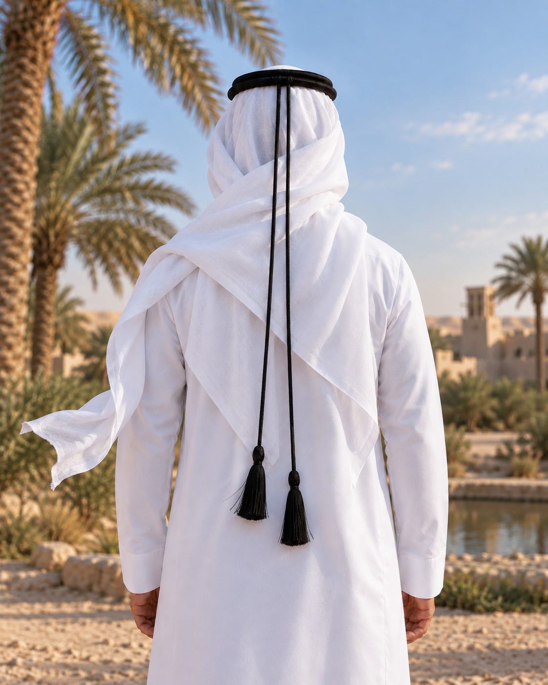 Ghutrah émiratie Waqar — Blanc uni | Maison Nejd