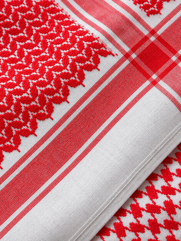 Shemagh saoudien Aseel — Rouge & blanc, détail 3 | Maison Nejd