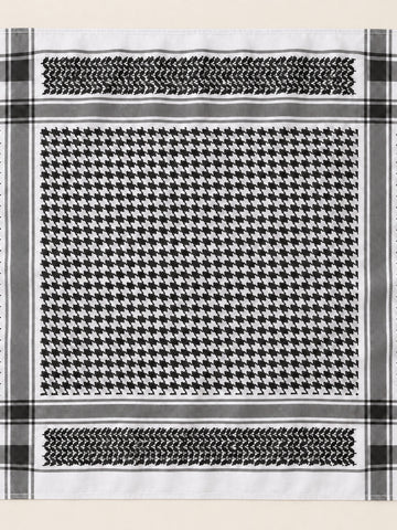 Shemagh saoudien Aseel — Noir & blanc, détail 3 | Maison Nejd