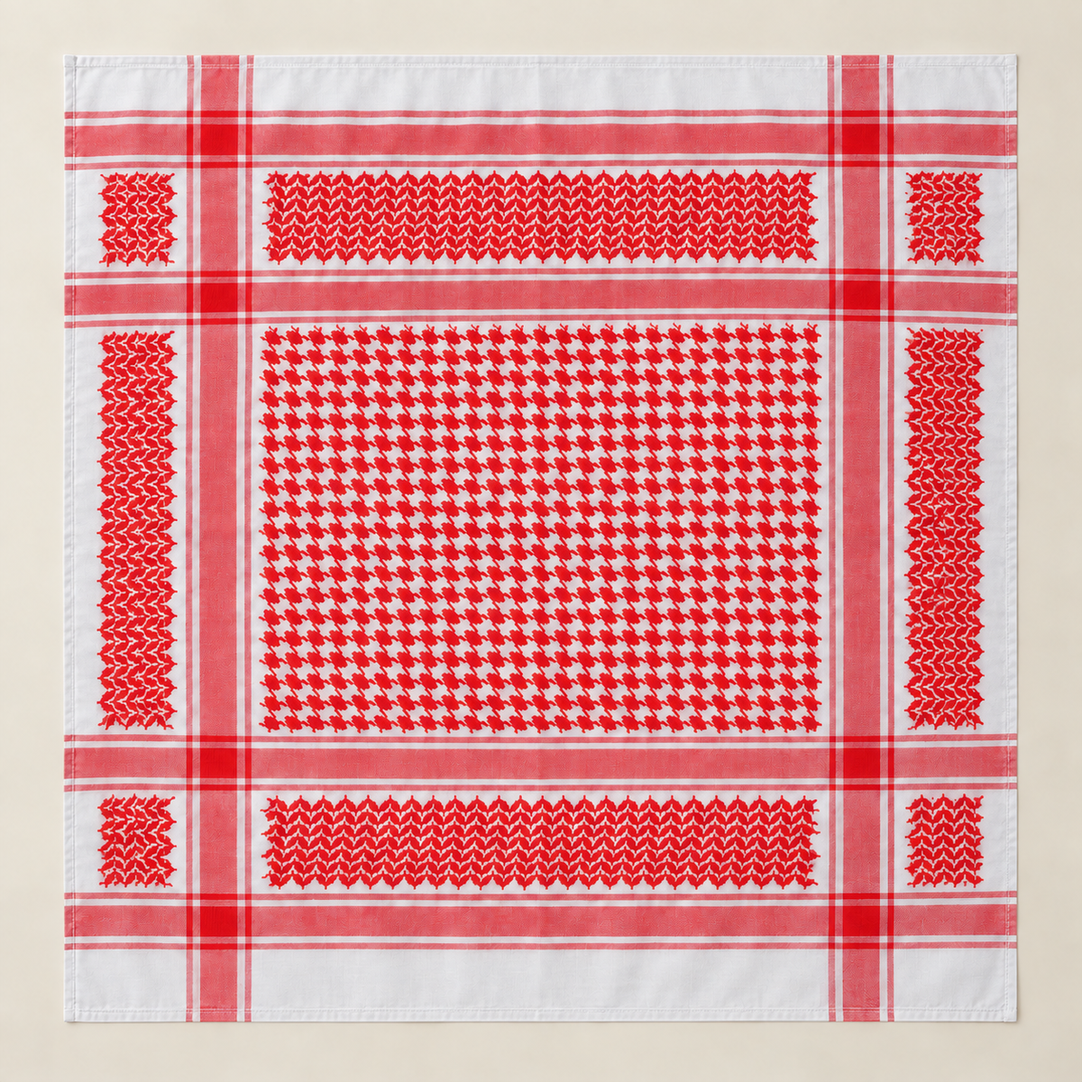 Shemagh saoudien Aseel — Rouge & blanc, détail 4 | Maison Nejd