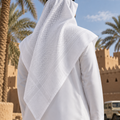 Shemagh saoudien Aseel — Blanc ton sur ton