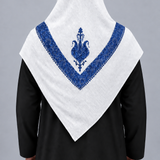 Blanc froid · Motif bleu roi
