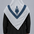 Ghutrah yéménite Al-Haybah — Gris glace · Motif bleu